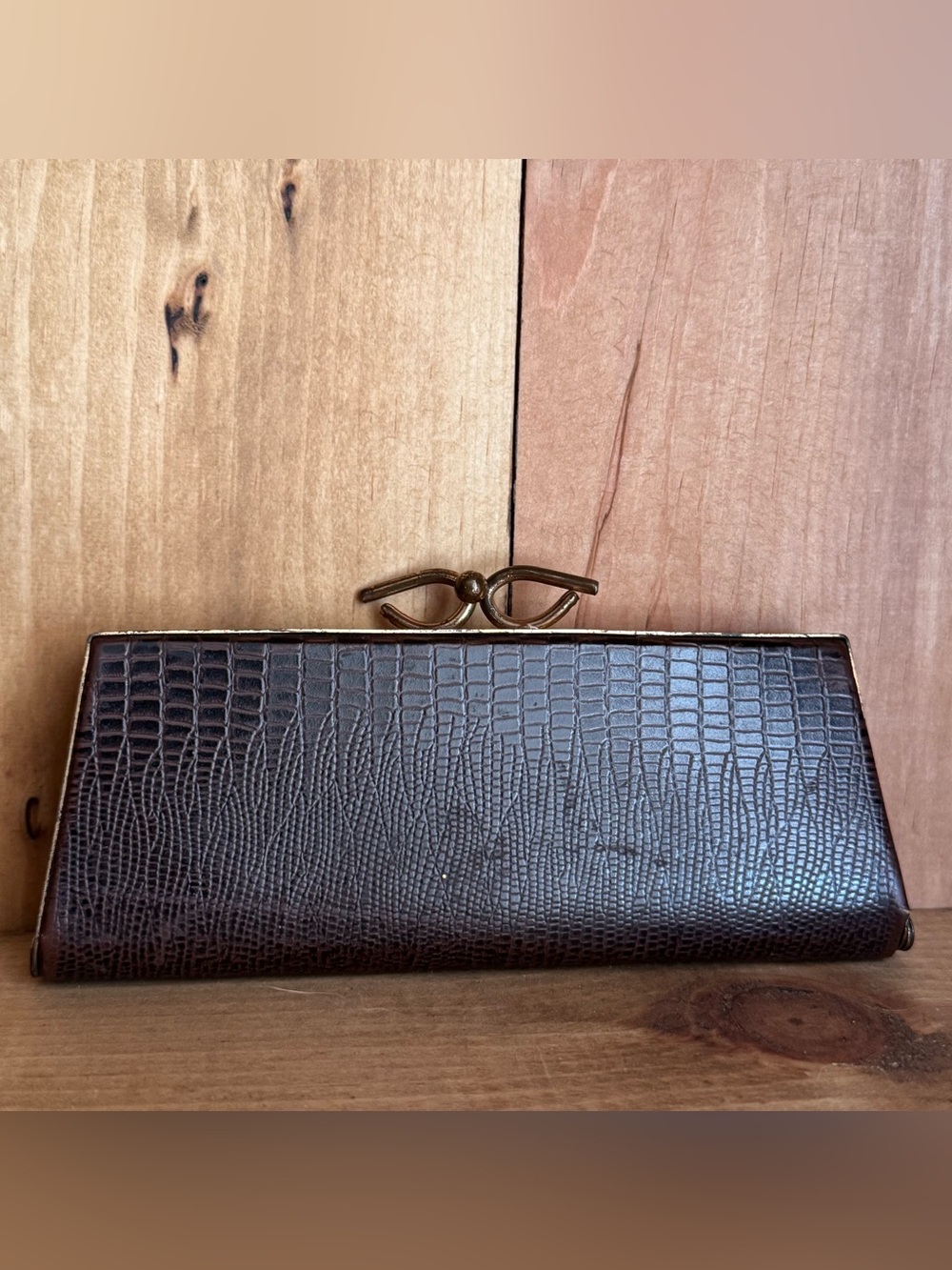Vintage Eye Glasses Case, Spectapurse, Faux Alligator Satin Lined